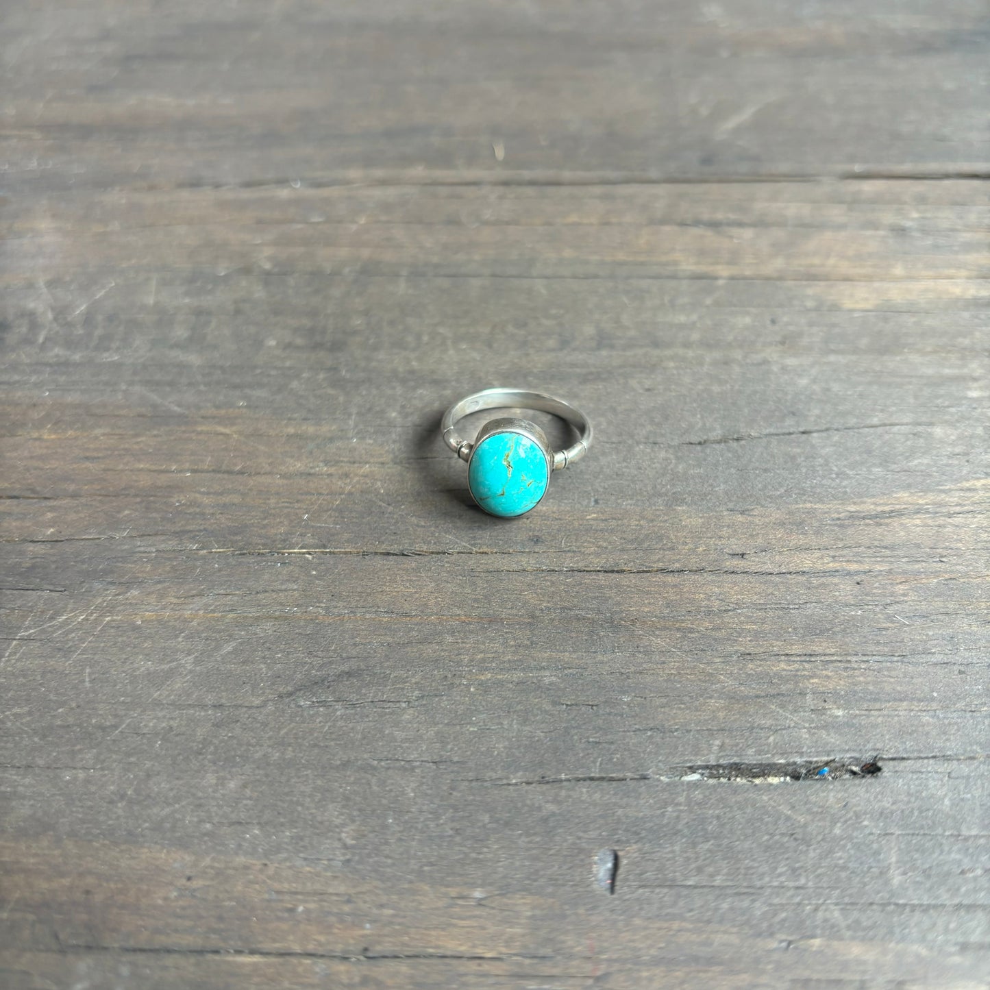 Silver Ring with Oval Turquoise Stone