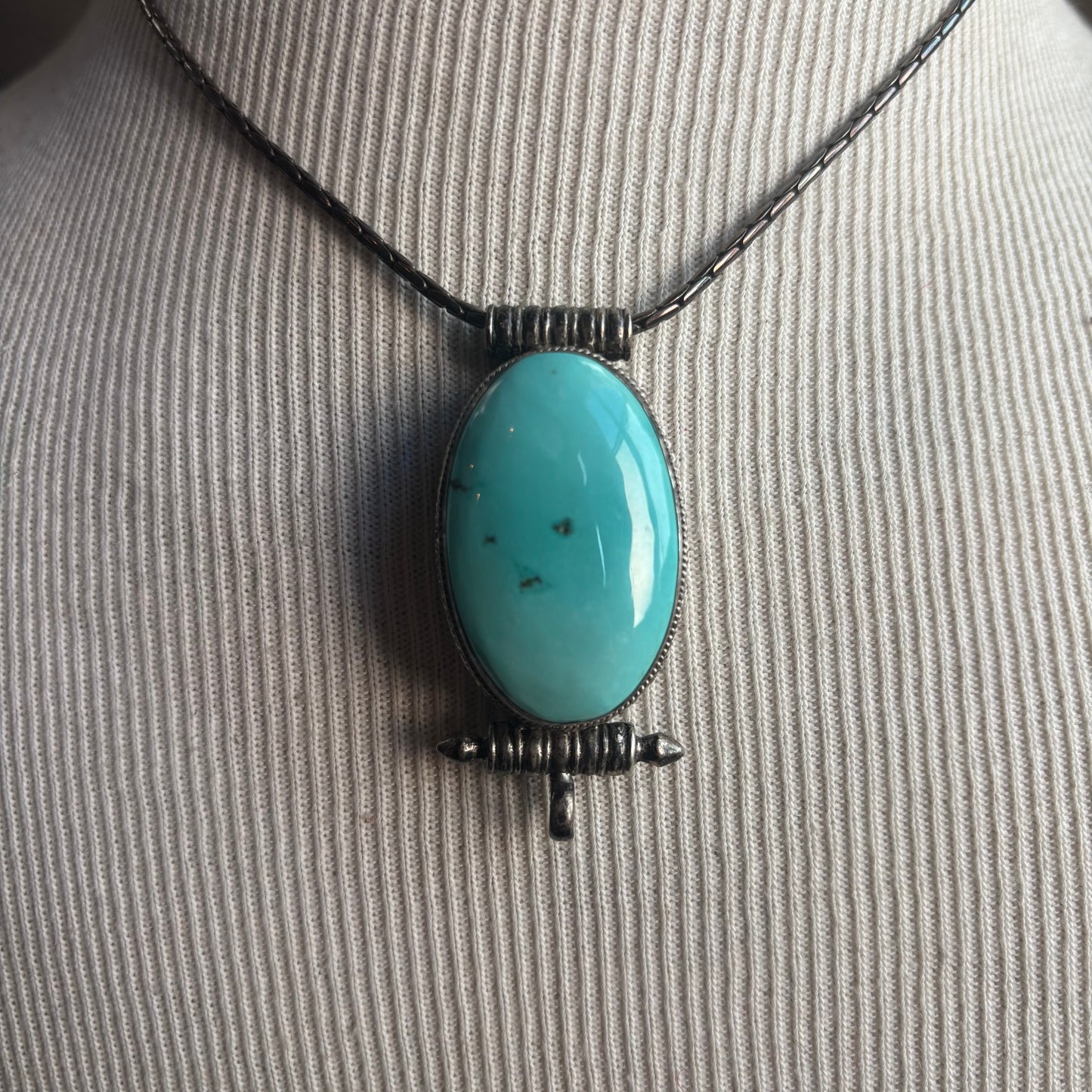 Sterling Silver Turquoise Pill Box Necklace
