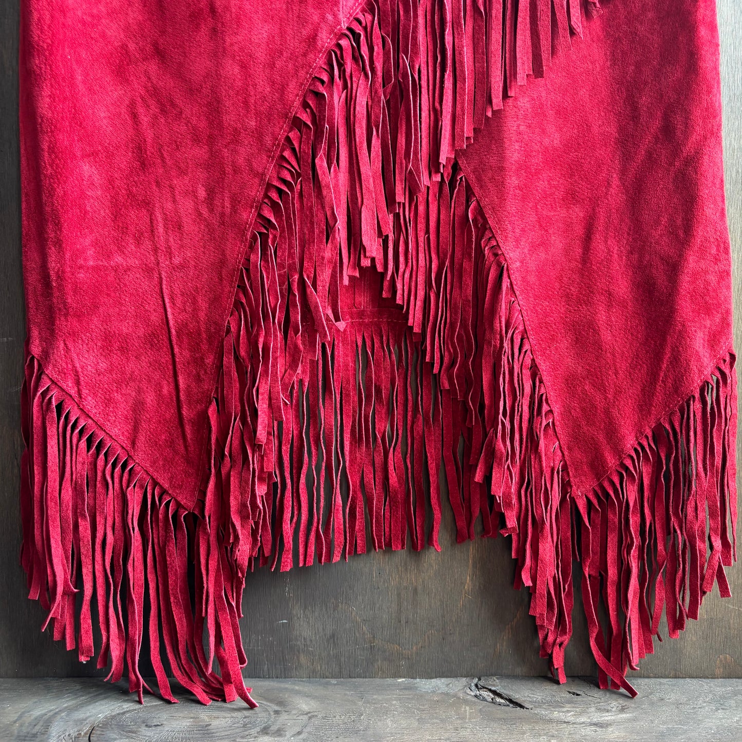 Scully Red Leather Fringed Skirt
