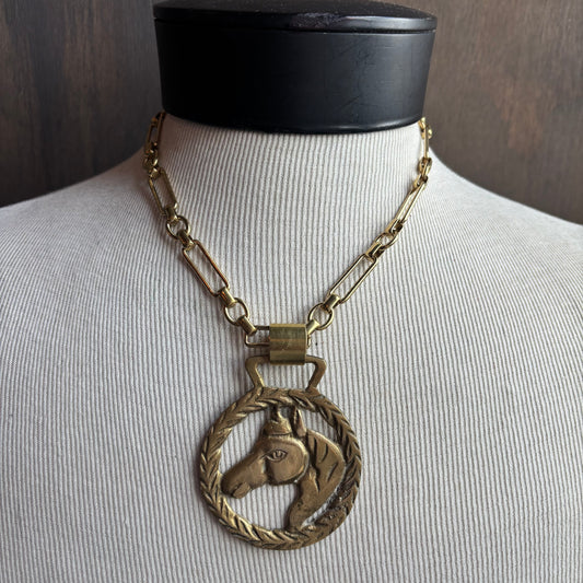 Mac Warman Horse in Wreath Medallion Necklace