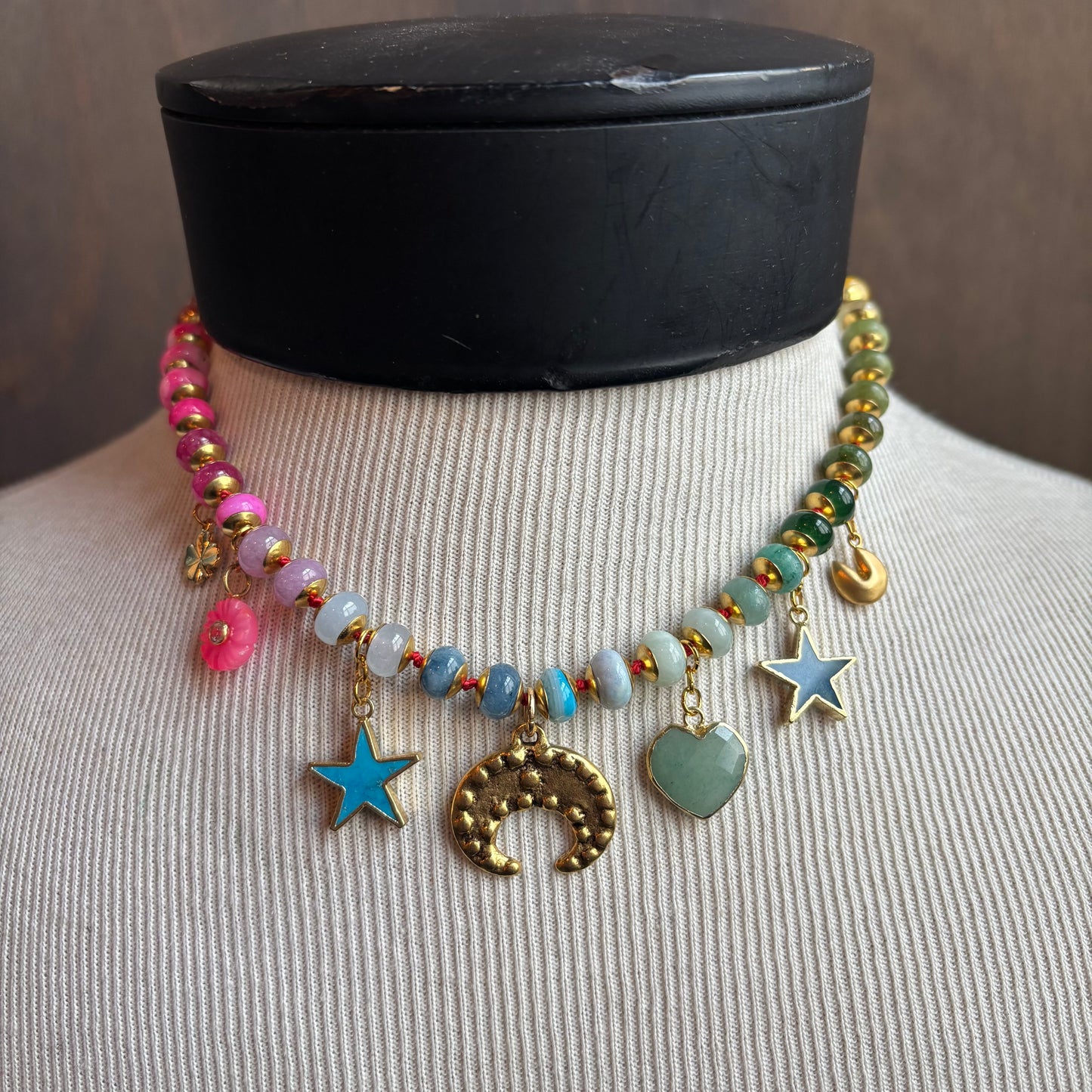 Ostrich Moon Gold Plated Moon Charm Necklace