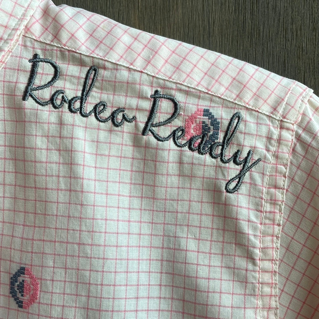 Custom Embroidered Vintage Pink Button Down