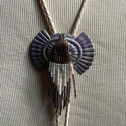 Handmade Purple Bolo and Earrings Set