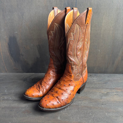 Tony Lama Tan Ostrich Foot Boots