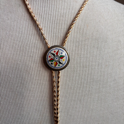Vintage Colorful Bolo on Two-Tone Metallic Tie