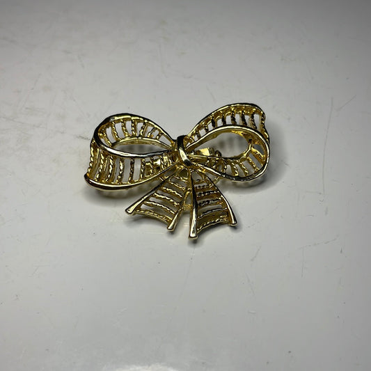 Gold Ribbon Pin Pendants Brooch