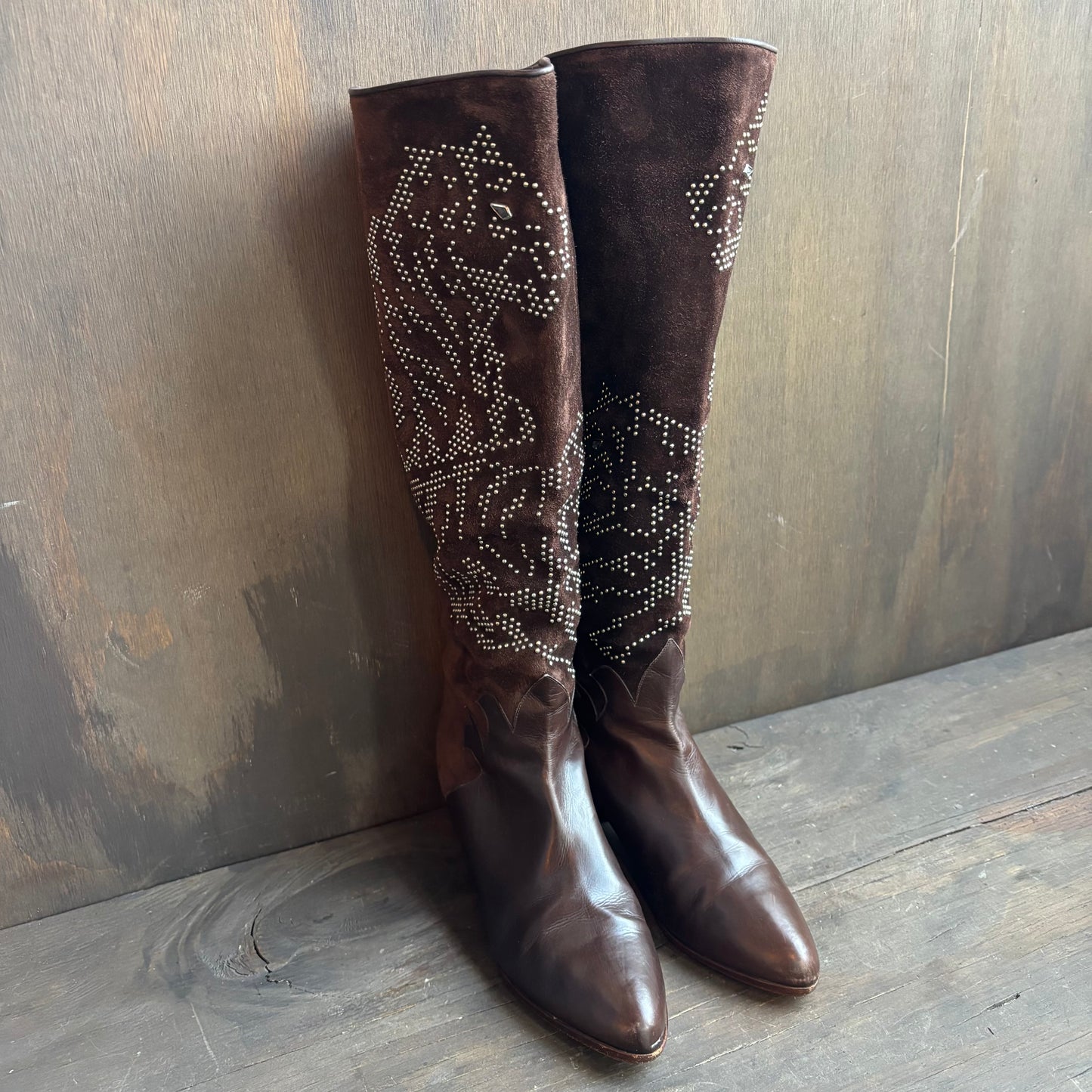 La Marca Brown Suede Studded Boots