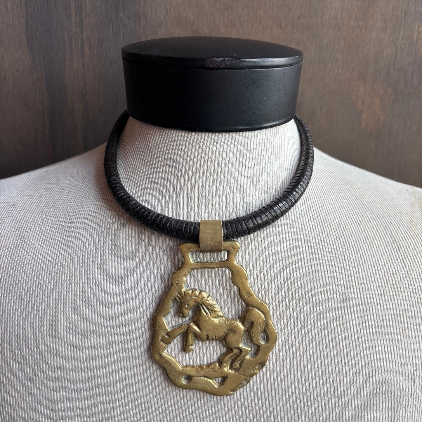 Mac Warman Horse Medallion Leather Collar