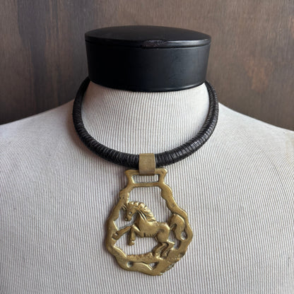 Mac Warman Horse Medallion Leather Collar