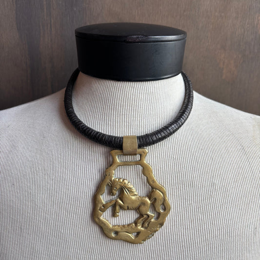 Mac Warman Horse Medallion Leather Collar