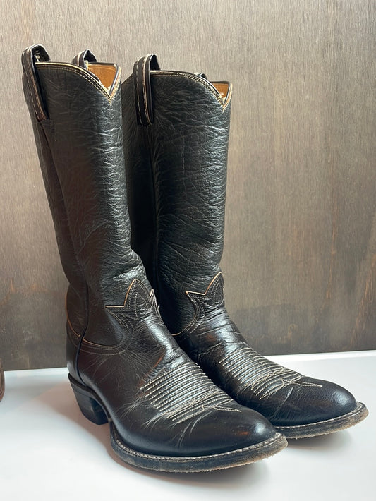 Vintage Tony Lama Black Leather Boots