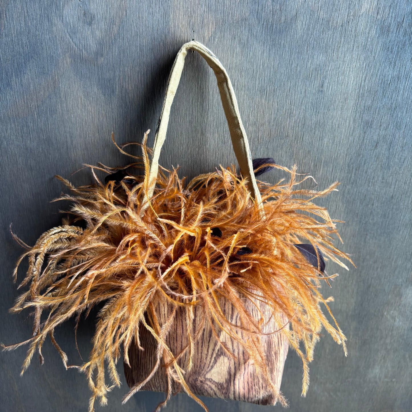 Orange Ostrich Feather Bag