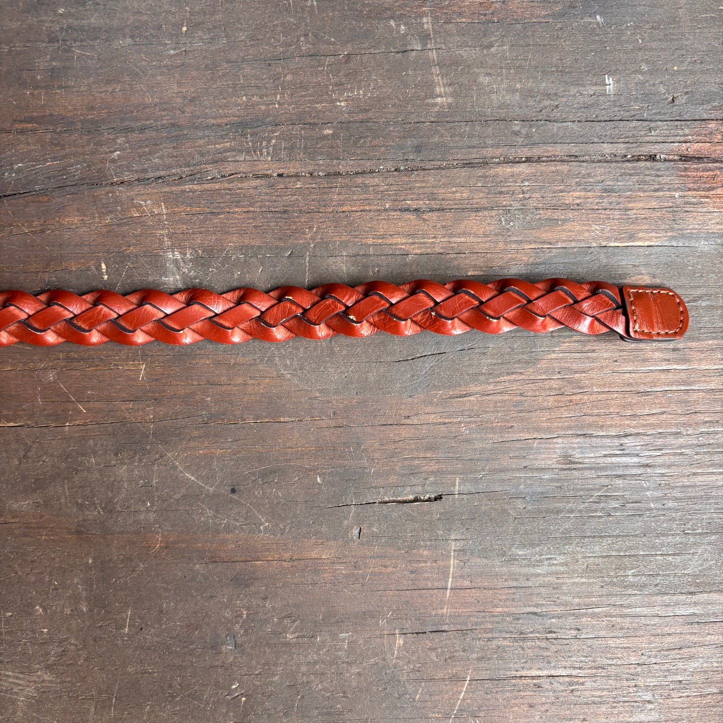 Light Brown Leather Braided Belt