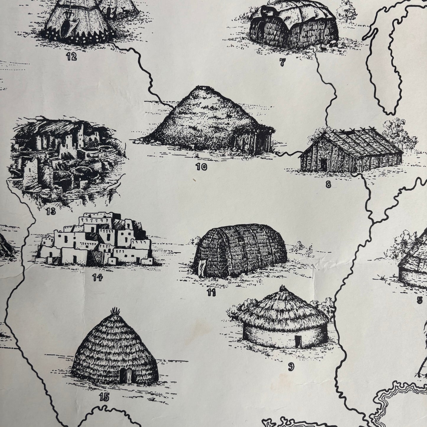 Vintage Indian Dwellings of The US Poster