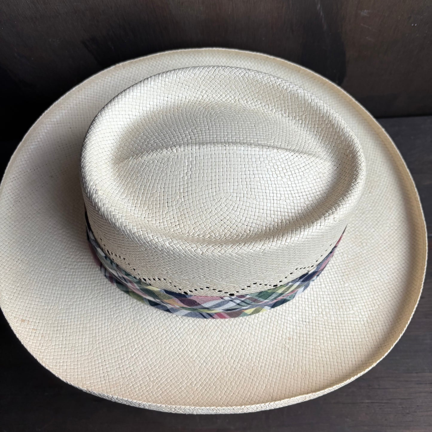 Stetson Straw Hat with Plaid Band