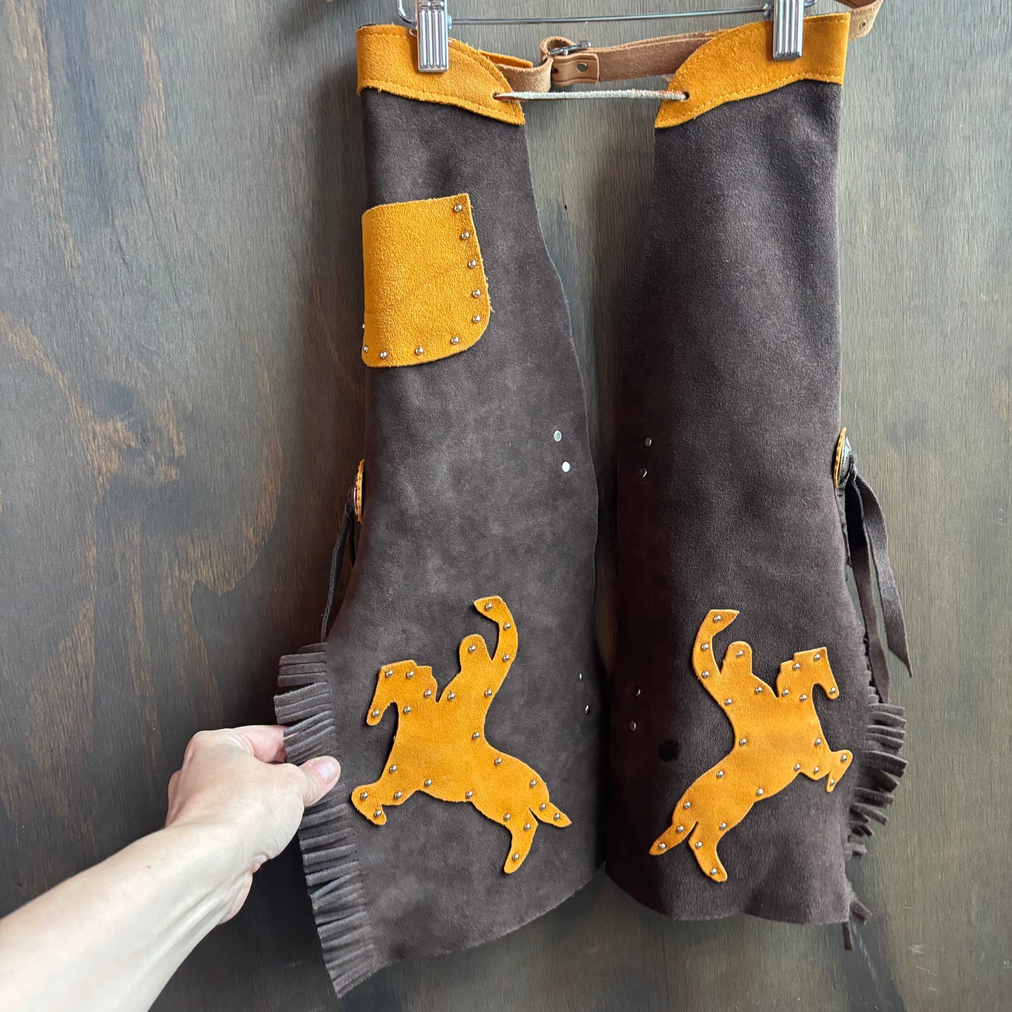 Brown and Yellow Kids Chaps and Vest Set