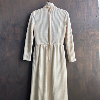 Vintage Cream Wool Turtleneck Dress