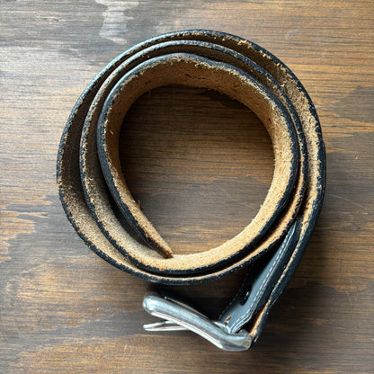 Grey Leather Woven Belt