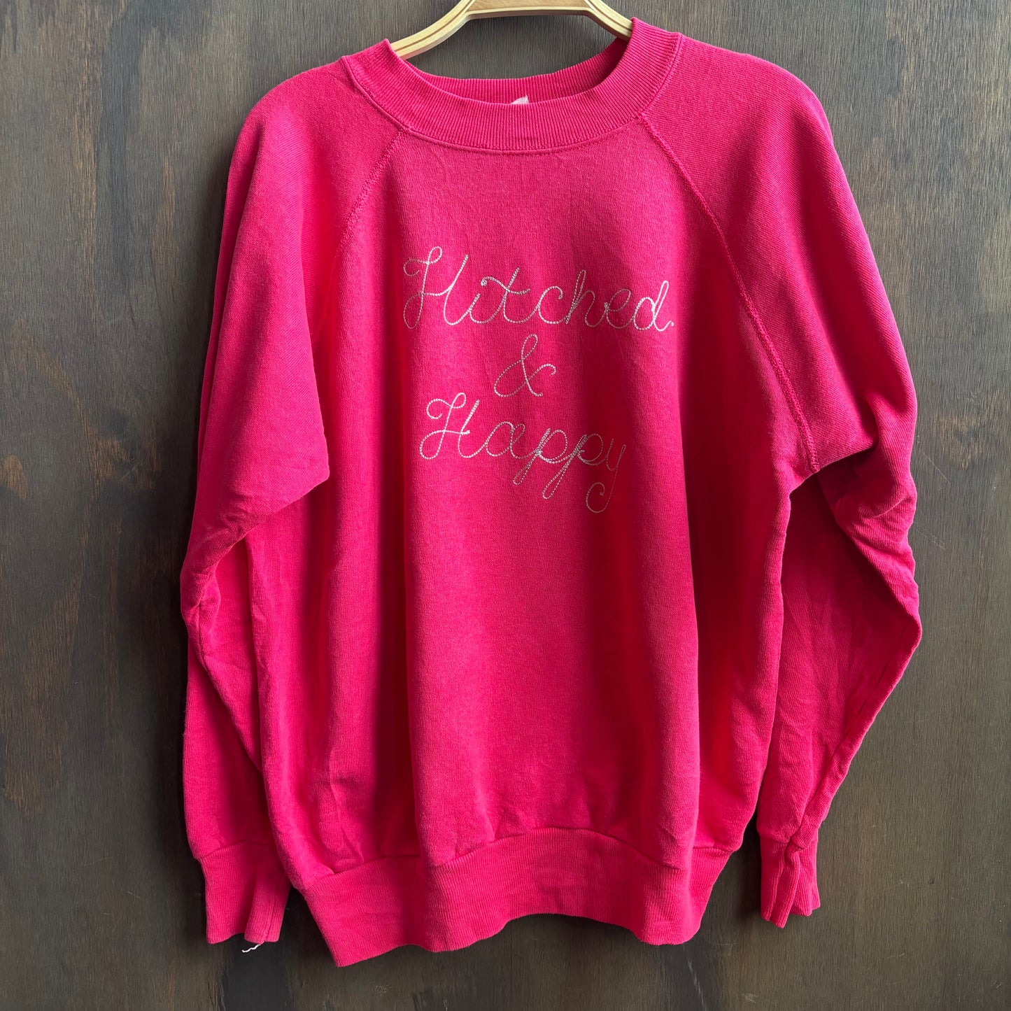 Custom Pink "Hitched & Happy" Sweatshirt