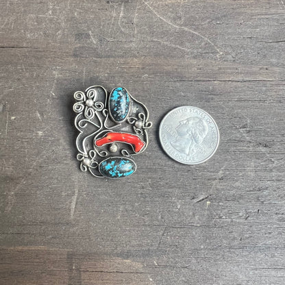 Vintage Silver Pin with Stones
