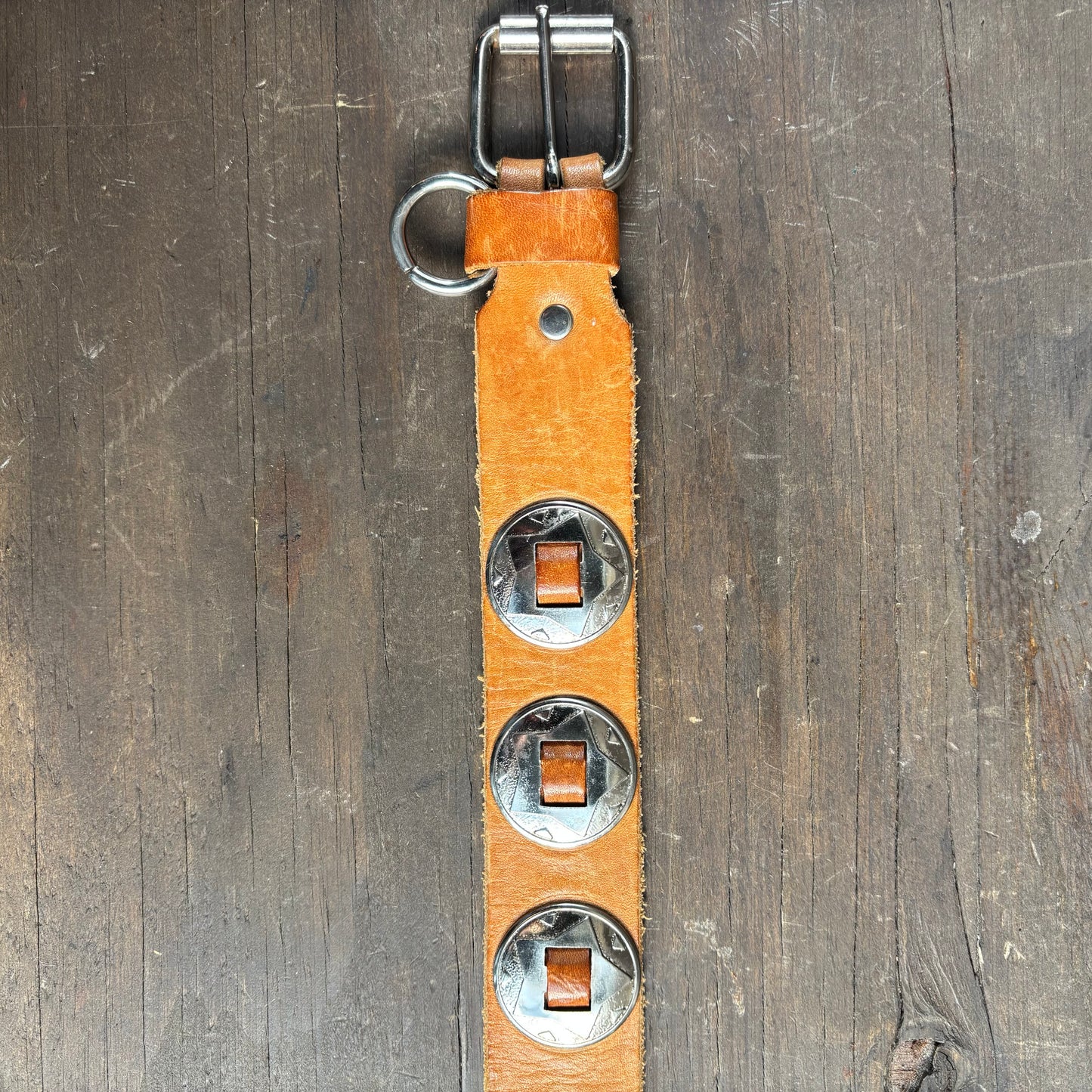 Tan Leather Belt with Conchos