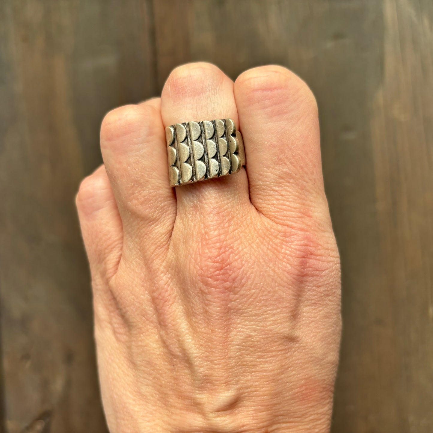 Handmade Silver Scalloped Ring