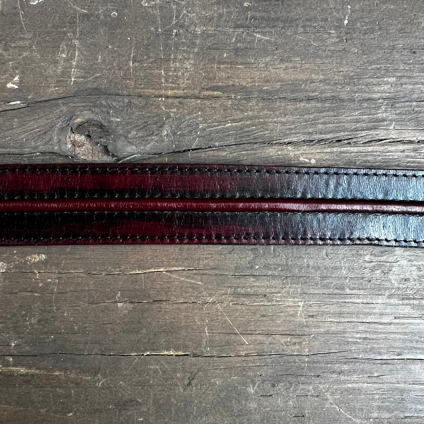 Burgundy Leather Belt with Silver Buckle