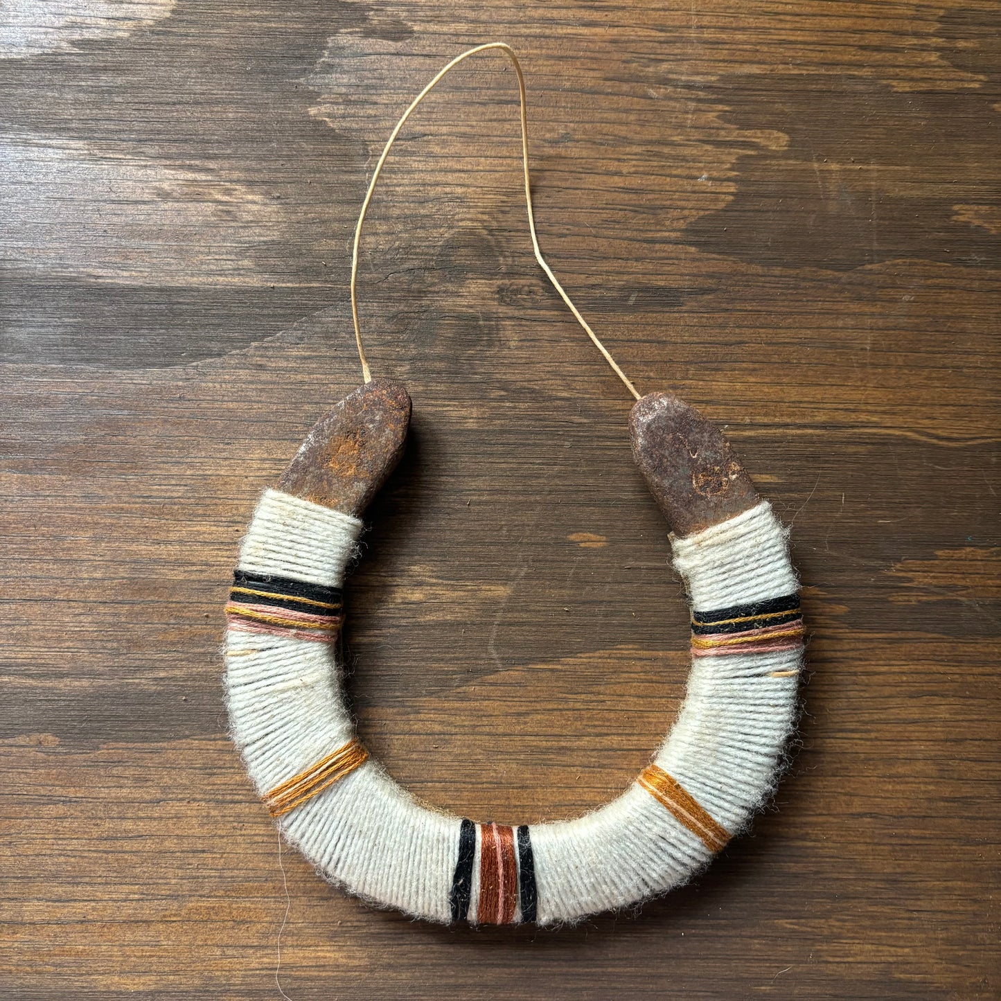 Cream Thread Wrapped Horseshoes
