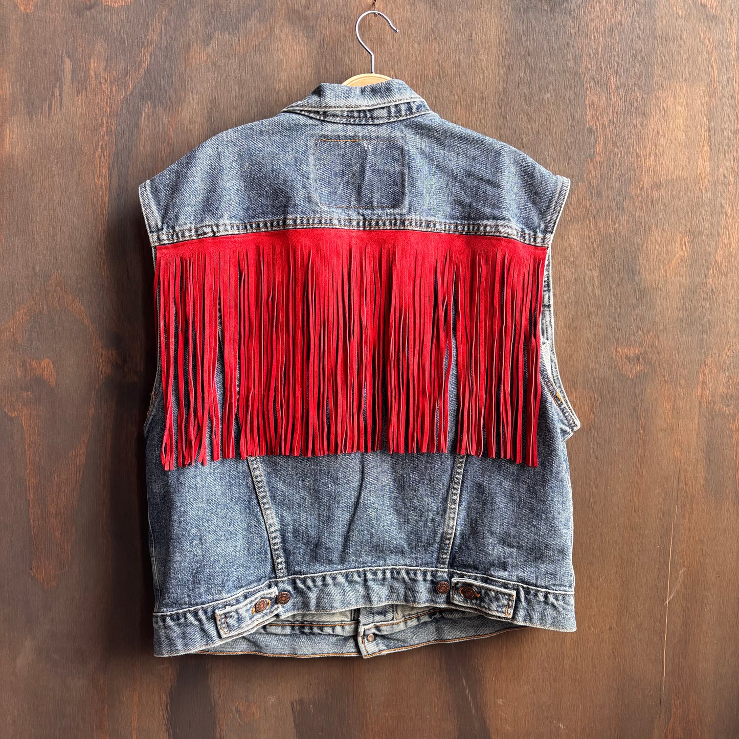 Out of The Blue Vintage Denim Fringed Vest