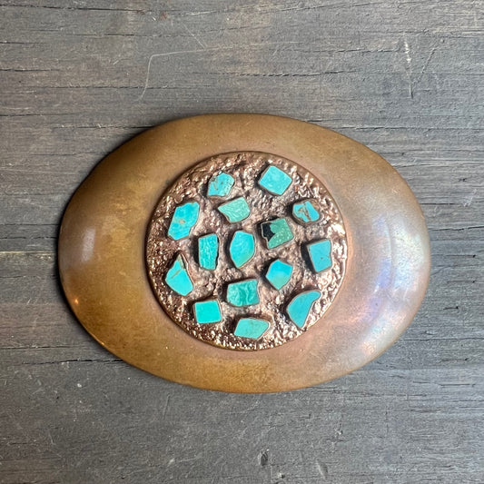 Copper and Turquoise Vintage Belt Buckle