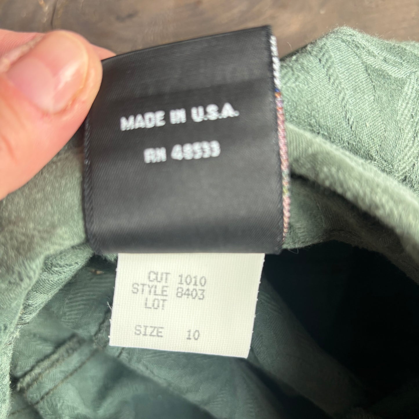 Green Button Up with Suede Cord