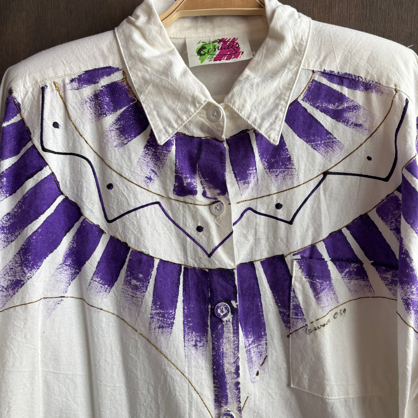 Purple Puffy Paint Button Up