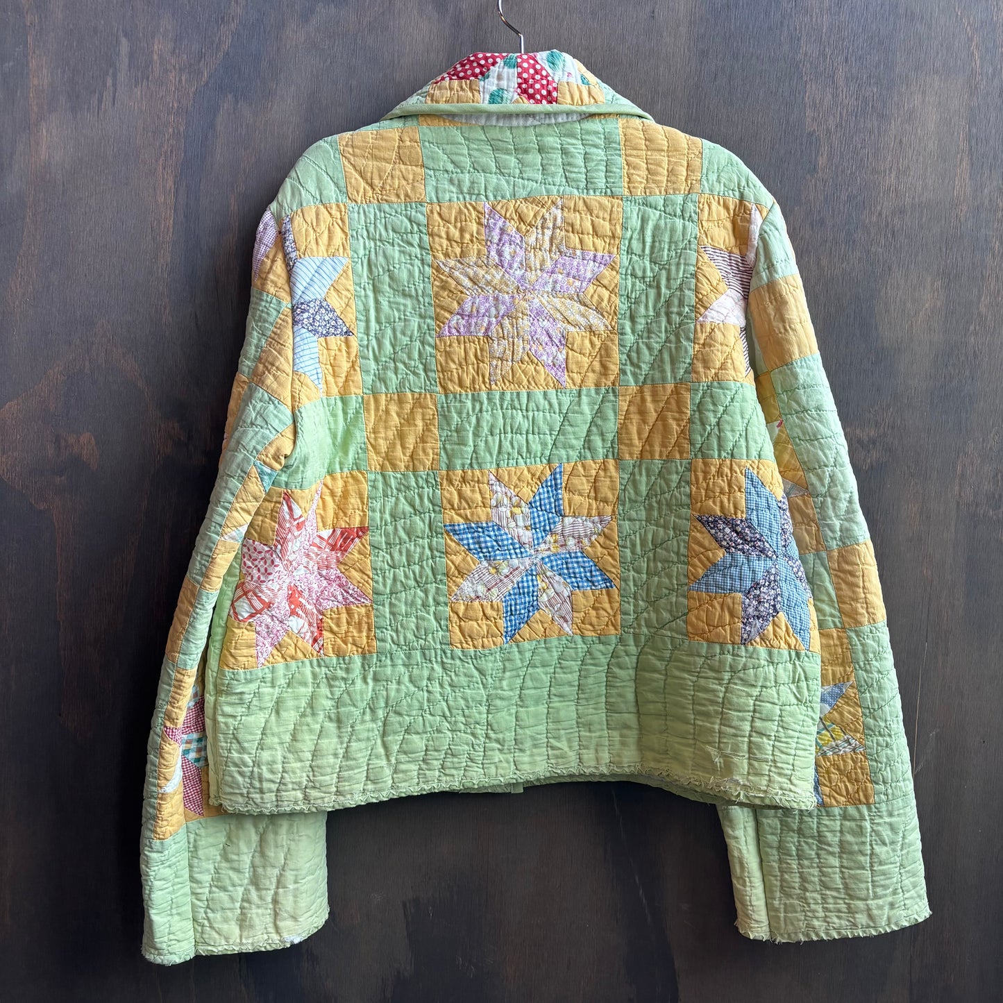 Vintage Yellow and Green Cropped Quilt Jacket