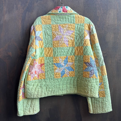 Vintage Yellow and Green Cropped Quilt Jacket