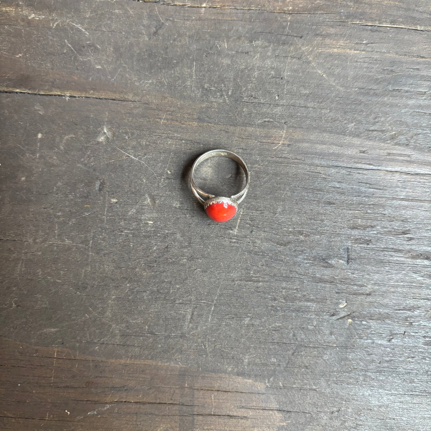 Silver Ring with Red Stone
