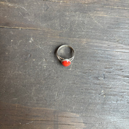 Silver Ring with Red Stone