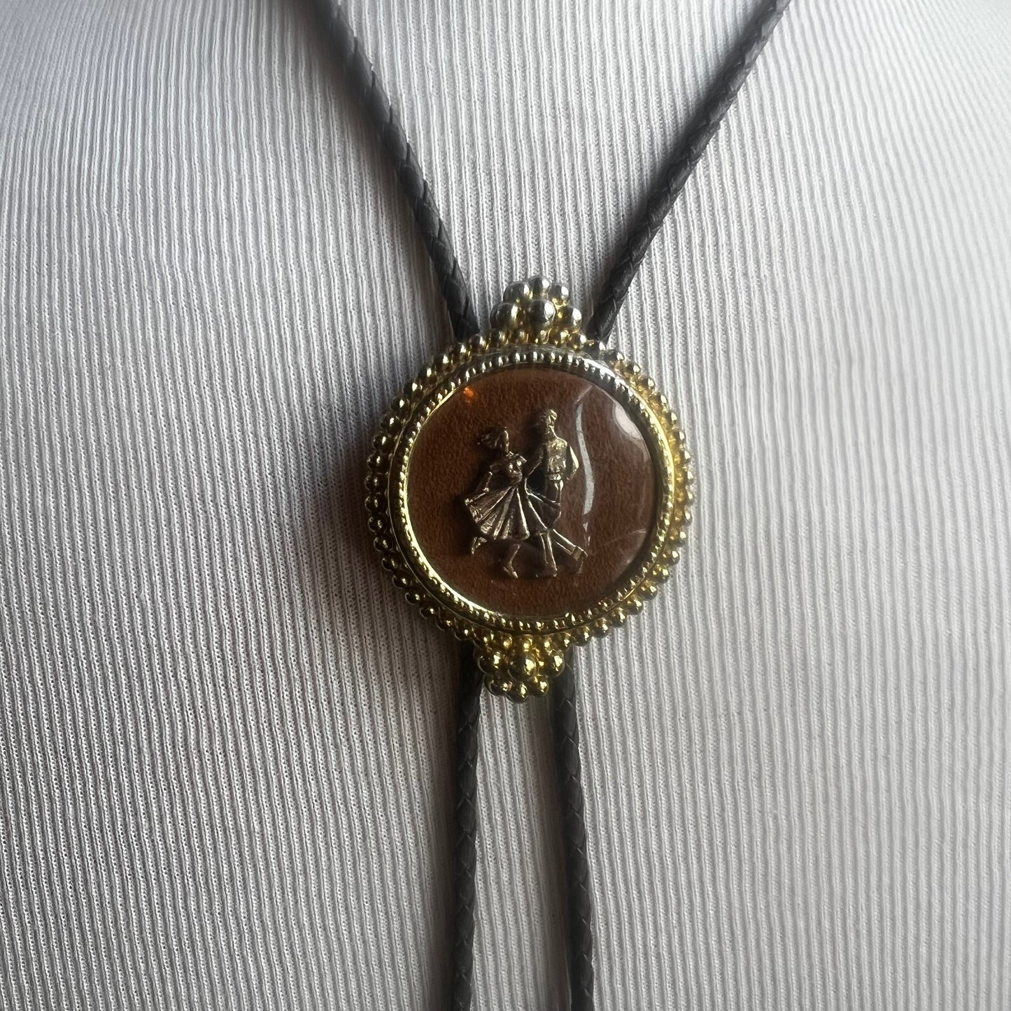 Gold Square Dancer Bolo Tie