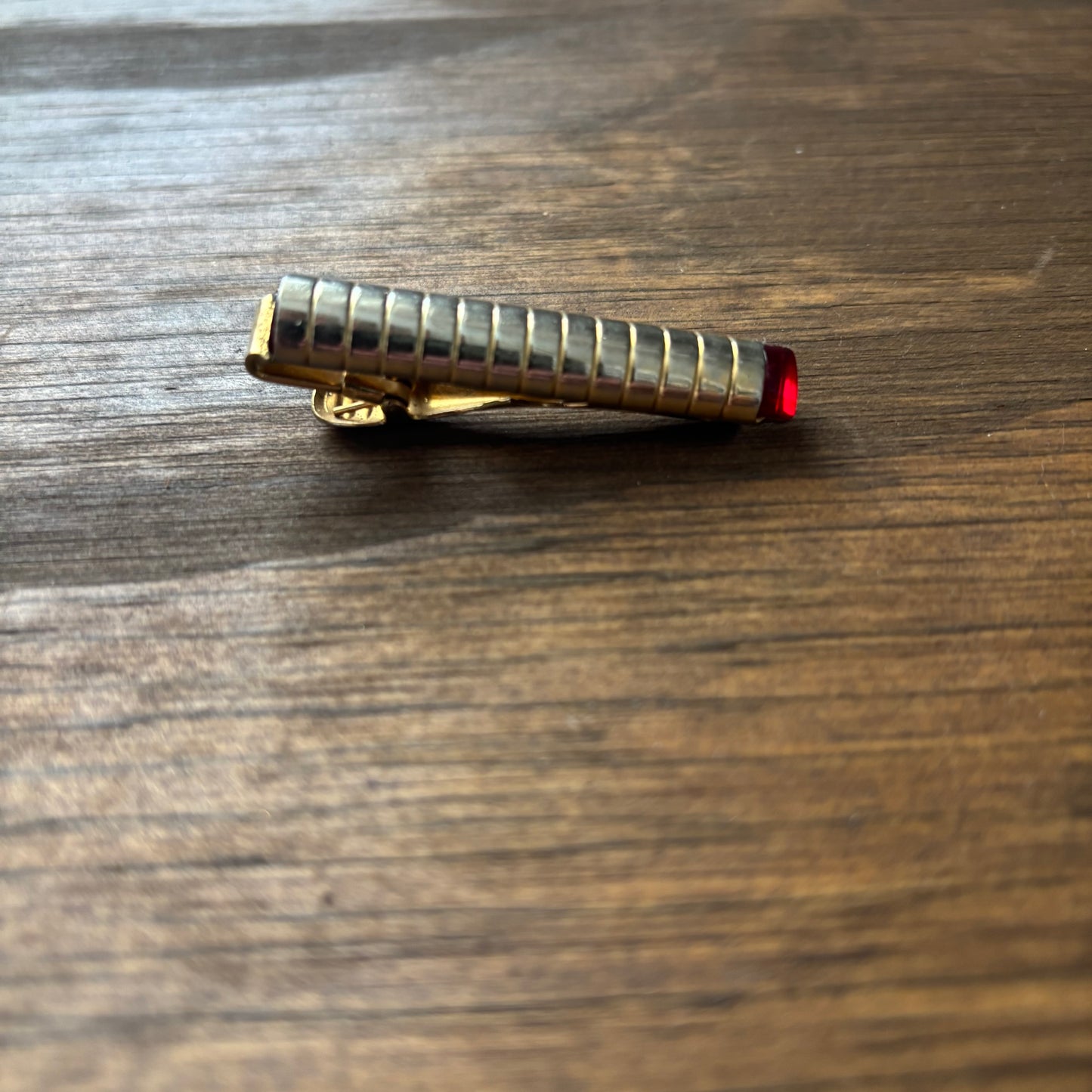 Ridged Tie Clip with Red Tip