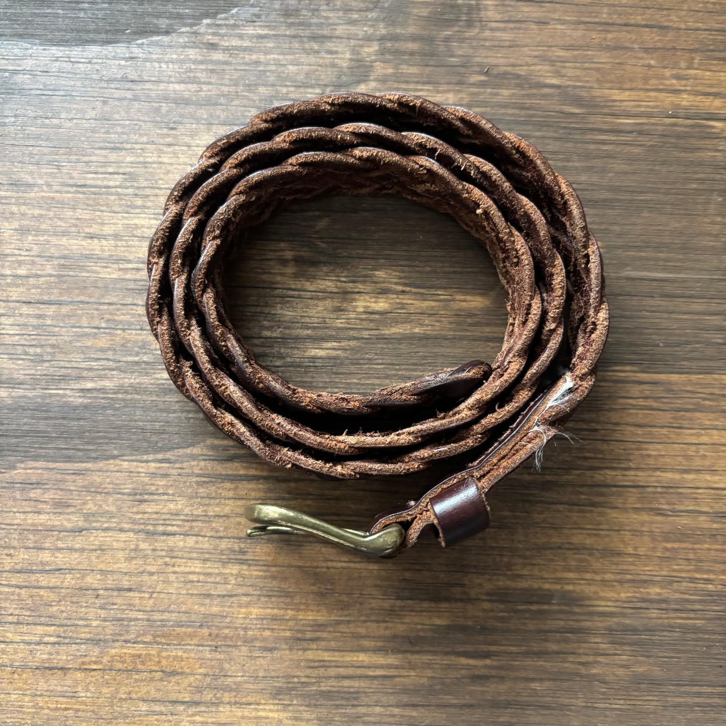 Kids Braided Brown Leather Belt