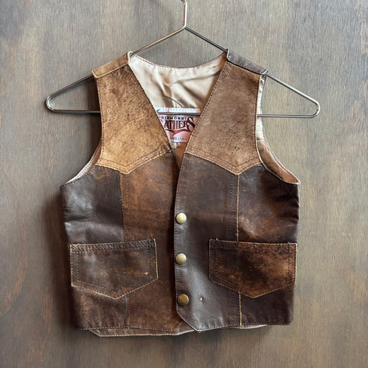 Vintage Diamond Leather Kids Vest