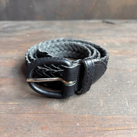 Black Leather Braided Belt