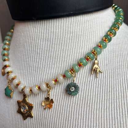 Ostrich Moon Star of David Charm Necklace