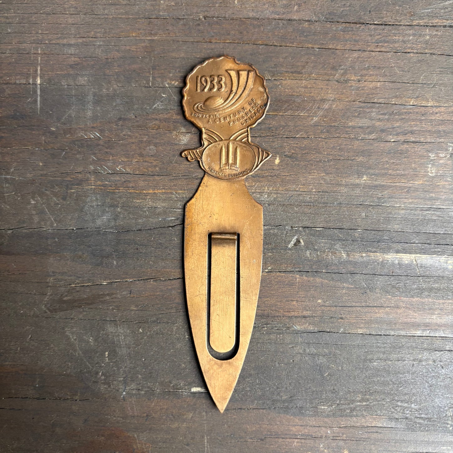 1933 Chicago World's Fair Copper Bookmark