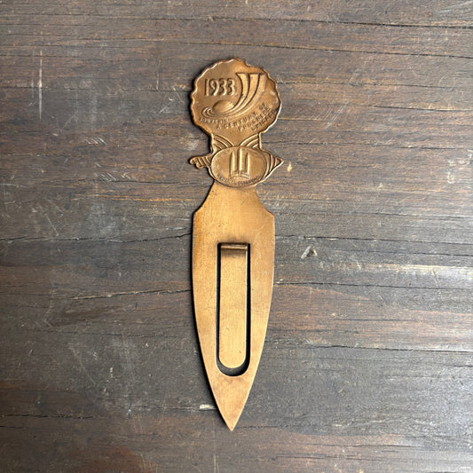 1933 Chicago World's Fair Copper Bookmark