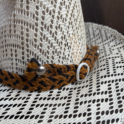 Vintage Straw Hat with Woven Band