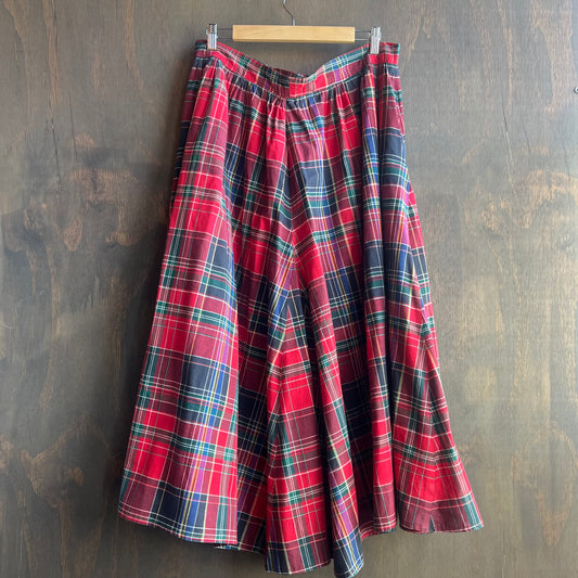 Vintage Plaid Pleated Skirt