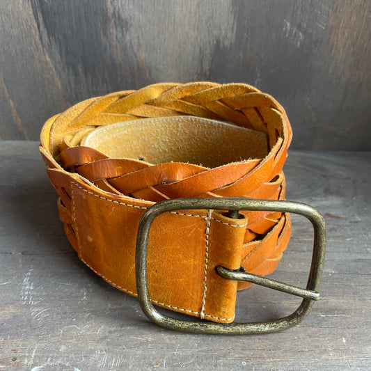 Vintage double braid leather belt
