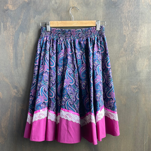 Vintage Purple Paisley Skirt and Tie