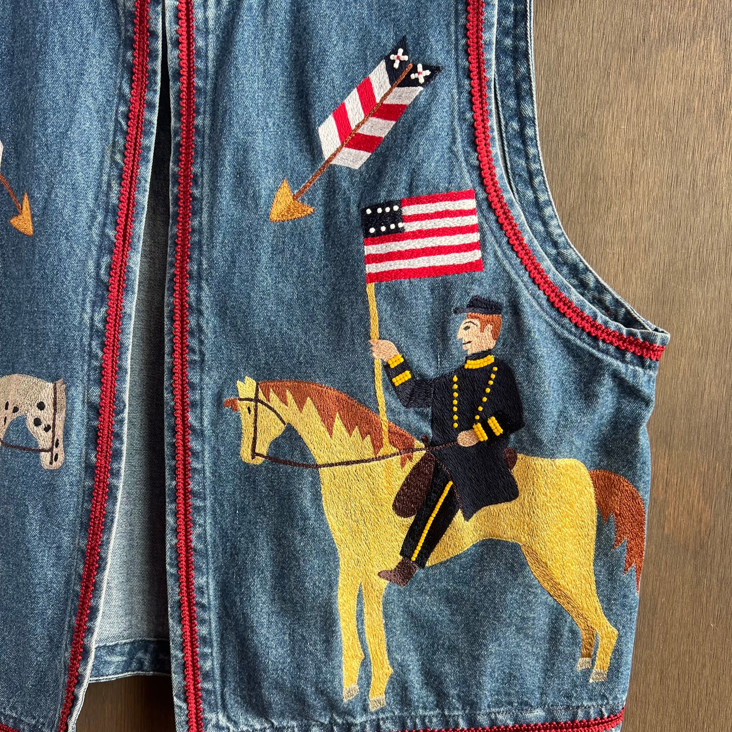 Double D Ranch Wear Denim Vest with Stitched Designs