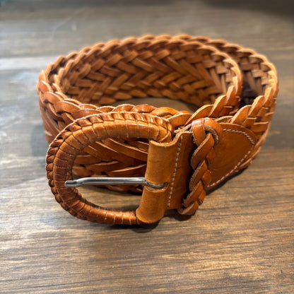 Tan Braided Leather Belt
